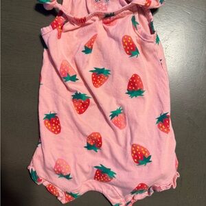 Old Navy Pink Strawberry Print Kids One Piece